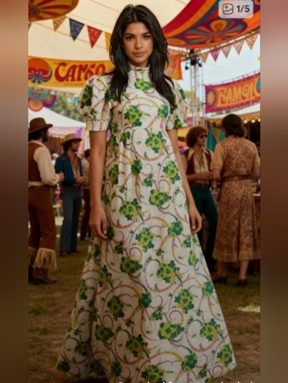 70's Clover Boho Maxi Dress